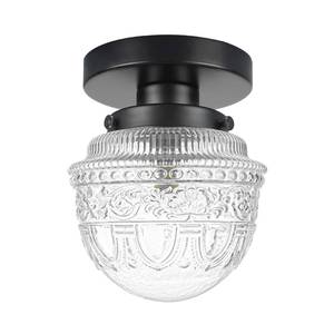 lot 6482 image: DSMJFU Black Semi Flush Mount Ceiling Light, Small Hallway Light Fixture, Vintage Close to Ceiling Light Fixture for Bathroom, Entryway, Foyer, Closet