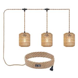 lot 9019 image: ALAISLYC 3 Lights Plug in Pendant Light with Cord OnOff Switch Rattan Hanging Lamp with 22ft Hand Woven Wicker Plug in Chandelier Boho Hanging Lights Fixture for Bedroom Kitchen Hallway Foyer