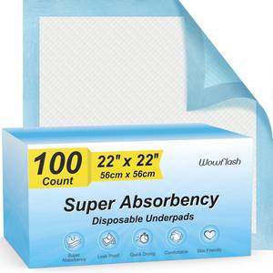 lot 9023 image: 100 Count 22�� x 22�� Super Absorbency Disposable Underpads, Leakproof Quick Drying Disposable Pads for Baby, Puppy and Adults, Puppy Pads, Cat Pee Pads for Dogs, Potty Puppy Training Pads