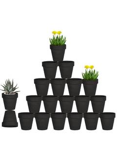 lot 9036 image: vensovo 3 Inch Black Terra Cotta & Terracotta Pots with Drainage - 20 Pack Clay Flowerpots, Succulent Nursery Planter Great for Plants, Crafts, Wedding Favor