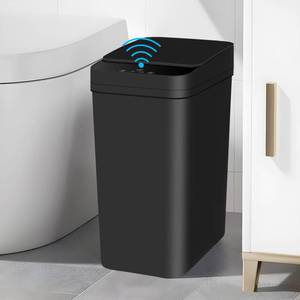 lot 9058 image: Anborry Bathroom Automatic Trash Can 4 Gallon Touchless Motion Sensor Small Garbage Can with Lid Smart Electric Plastic Narrow Garbage Bin for Living Room Bedroom Office Kitchen (Black)