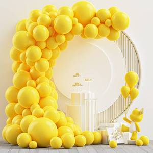 lot 10225 image: NISOCY Yellow Latex Balloon Arch Kit, 102PCS 18In 12In 10In 5In Yellow Balloons Arch Garland for Birthday, Baby Shower, Wedding, Sunflower, Honeybee Lemon,Yellow Theme Decoration with 33ft Ribbon
