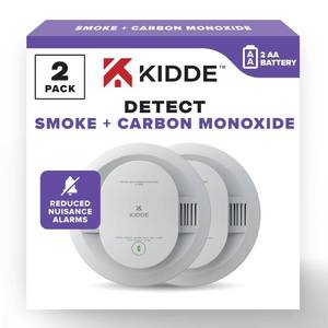 lot 10229 image: Kidde Smoke & Carbon Monoxide Detector, AA Battery Powered, LED Warning Light Indicators, 2 Pack