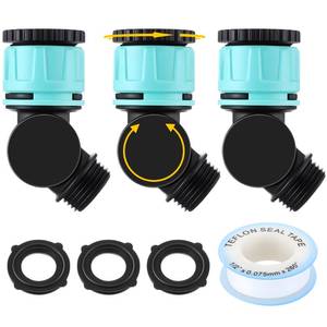 lot 10236 image: Enhon 3 Pcs Adjustable 180° & 360°Swivel Connectors, Garden Hose Adapter 34 GHT Thread Hose Extender, 3 Spare Rubber Rings, 1 Waterstop Tape, Green and Black Swivel for Outdoor Faucet