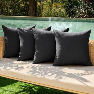 lot 10248 image: MIULEE Pack of 4 Decorative Outdoor Throw Pillow Covers Linen Waterproof Pillow Covers Farmhouse Cushion Cases for Patio Garden Tent Balcony Couch Sofa 16x16 inch Black