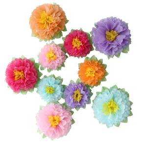 lot 10251 image: Mybbshower Colorful Fiesta Paper Flowers (9-7 Assorted) Set of 10 Outdoor Decoration Kids Birthday Carnival Rainbow Theme Party Backdrop Photo Booth Wall Decor
