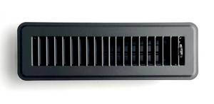 lot 10257 image: Kompell Aire Heavy Duty Steel Floor Vent with Beautiful Black Matte Finish. Fits in 2 x 10 Duct Opening. Overall Dimension is 3.75 in Wide x 13.75 in Long.