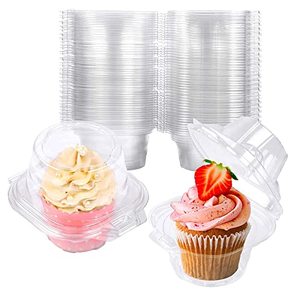 lot 10262 image: NPLUX 50 Pack Individual Cupcake Containers Plastic Cupcake Boxes Cupcake Holders Stackable Deep Dome Cupcake Carrier