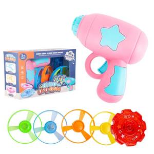 lot 10271 image: Berry President Flying Saucer Toy, Flying Disc Launch Playset with Rotating Flash Light, Indoor Outdoor Twist Shoot Toy for Kids Aged 3 Years Old & Up (Pink)