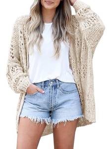 lot 10277 image: Lightweight Summer Cardigan for Women Spring Netted Crochet Cardigans Sweaters Beige