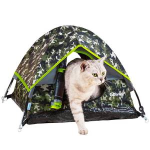 lot 10293 image: GDanes Camouflage Cat Tent, Portable Pet Cat House with Soft Pad, Cat Cave, Dog House for Small Medium Dogs and Rabbits