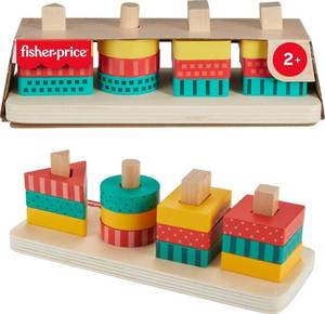 lot 10301 image: Fisher-Price Wood Toddler Toy Shape Stacker, 13-Piece Wooden Sorting Activity for Fine Motor Play Preschool Kids Ages 2 Years
