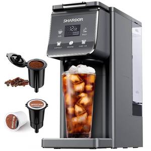 lot 15953 image: SHARDOR K Cup Coffee Maker With Bold Setting, Single Serve Hot & Iced Coffee Maker for K-Cup and Grounds, 52oz Removable Water Tank, 6 to14oz Brew Sizes, Pod Coffee Machine With Reusable Filter, Gray