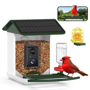 lot 15957 image: BROAIMX Bird Feeder with Camera, Free AI Forever for 11,000 Species, 64G TF Card & 1080P HD, Solar-Powered Wireless Outdoor Design, App Alerts & Two-Way Audio for Garden (Blackish Green)