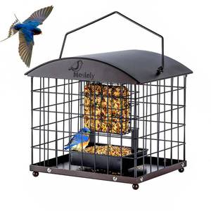 lot 15960 image: Caged Suet Feeders Squirrel-Proof, Dual-Purpose Suet &Seed Wild Bird Feeders with Tray, Huge Metal Caged Bird Feeders Outdoors Hanging, 2 Suet Cakes1lb Seed Capacity, Copper