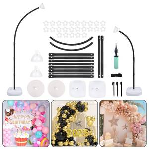 lot 15966 image: AerWo Upgraded Balloon Arch Kit Stand, 8.2ft6ft Half Arch Balloon Stand with Base, Free Bending Top Balloon Arch Frame Curve for Floor, Perfect Birthday Wedding Graduation Decorations