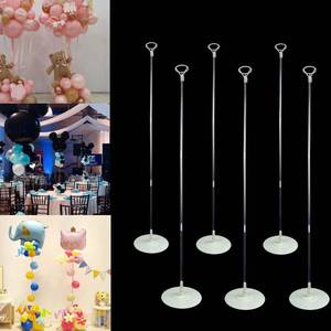 lot 15970 image: 6 Set Balloon Column Kits, 43inch Tall Height Adjustable Clear Balloon Column Sticks Stands with Base for TableFloor Centerpiece Holder for Baby Shower Graduation Party Decorations