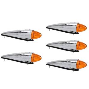 lot 15971 image: NPAUTO 5pcs Amber Torpedo Cab Marker Lights Chrome 17 LED Truck Roof Lights Top Clearance Running Lights Compatible for Peterbilt Kenworth Freightliner Mack Volvo International Heavy Duty Truck