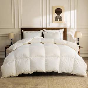 lot 15978 image: BPC Lightweight Organic Down Feather Fibers Comforter Full Size, Hotel Luxury Summer-Weight Duvet Insert for Warm Weather or Hot Sleepers, Ivory White, 82x86 Inches