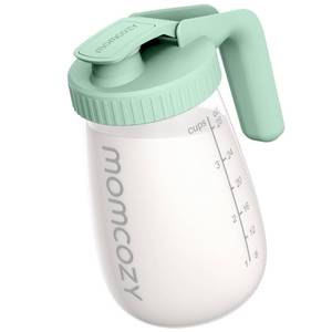 lot 15981 image: Momcozy Breast Milk Pitcher, Resistant to Heat and Cold Abrupt Temp Swings, No Leak Glass Breast Milk Fridge Storage Container with Wide Mouth, Fast Baby Formula Maker, Green