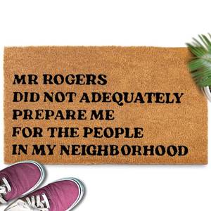 lot 15995 image: MAINEVENT Mr Rogers Funny Welcome Mat, 30x17 Inches, Brown