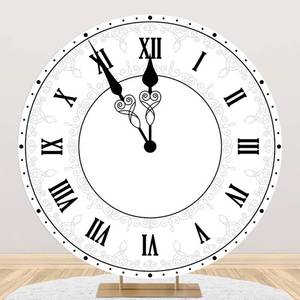 lot 16032 image: AOFOTO 7.2x7.2ft White Clock Round Backdrop Cover Countdown Xmas Happy New Year Eve Party Decorations Arch Circle Backdrop for Photography Baby Shower Adult Protrait Family Photo Props Party Supplies