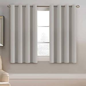 lot 16035 image: H.VERSAILTEX Blackout Curtain for Living Room Small Window Kitchen Blackout Curtains 45 inch Length Energy Saving Solid Grommet Blackout Drape, One Panel, Stone, 52 W x 45 L