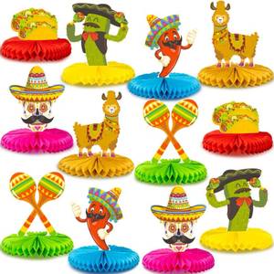 lot 16037 image: 12pcs Fiesta Mexican Party Table Decoration Centerpiece - 8�� Paper 5 Cinco De Mayo Party Table Decoration Honeycomb for Fiesta Mexican Themed Taco Party Birthday Day of the Dead Decor Supplies