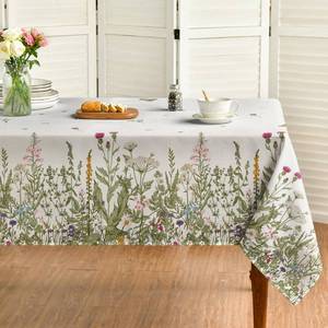 lot 16048 image: Horaldaily Spring Summer Tablecloth 60x84 Inch Rectangular, Wild Flowers Floral Table Cover for Party Picnic Dinner Decor