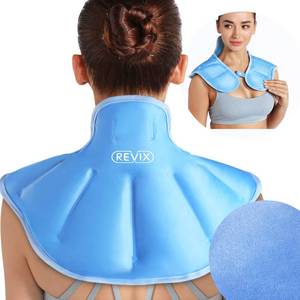 lot 16057 image: REVIX Ice Pack for Neck and Shoulders Upper Back Discomfort, Large Neck Ice Pack Wrap with Soft Plush Lining, Reusable Gel Cold Compress for Post-Workout Recovery, Blue
