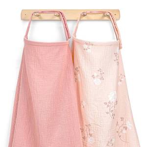lot 16061 image: 2 Pack Muslin Cotton Nursing Cover for Breastfeeding, Privacy Breathable Breastfeeding Cover Cover up with Arch Neckline for Mom, 100% Cotton Nursing Apron, Floral and Pink