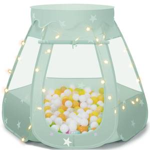 lot 16455 image: Baby Ball Pit for Toddler with Star Lights - Pop Up Princess Play Tent for Kids - Indoor Outdoor Baby Girl Toys Birthday Gifts - NO Balls (Grayish Green Tent)