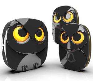 lot 16465 image: Wireless Doorbell, Cute Owl Doorbell Weatherproof IP55 Outdoor Remote Push Button- 1000 feet Long Wireless Range- 35 Classic Melodies Optional, 5 Volume Levels & LED Flash-1 Receiver2 Transmitters