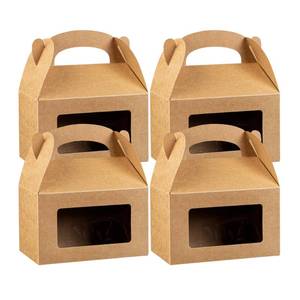 lot 16487 image: Restaurantware Bio Tek 6 x 3.5 x 3.5 Inch Gable Boxes For Party Favors, 25 Attractive Gift Boxes - Clear PET Window, Built-In Handle, Kraft Paper Gable Boxes, Greaseproof, For Parties