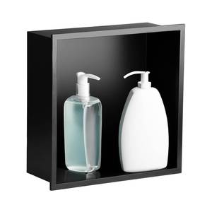 lot 17079 image: SaniteModar Shower Niche 12 X 12, Black Stainless Steel Niche for Shower Wall, No Tile Needed