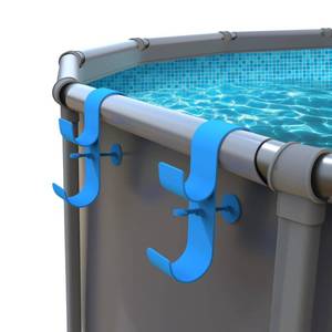 lot 17086 image: AquaJoyer Poolside Pool Leaf Skimmer Net Holder, Above Ground Pool Pole Hanger, Above Ground Pool Accessories,Adjustable Telescopic Pool Pole Hooks,Pool Brush Hanger Tool Pool Equipment Patented