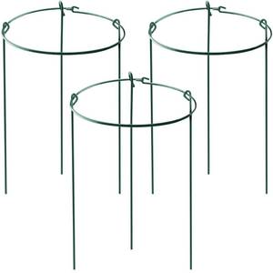 lot 18245 image: HiGift 3 Pack Peony Cages Support Stakes Ring for Garden, Round Plant Support for Outdoor (10 W x 17 H), Indoor Plant Cages Hoops Plant Rings for Tomatoes,Rose,Astilbes,Vine Indoor Potted Plants