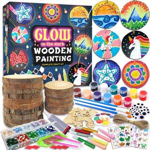 lot 18268 image: klmars Kids Wooden Painting Kit-Glow in The Dark-Arts & Crafts Gifts for Boys Girls Ages 5-12-Craft Activities Kits - Creative Art Toys for 5, 6, 7, 8, 9, 10, 11 & 12 Year Old Kids