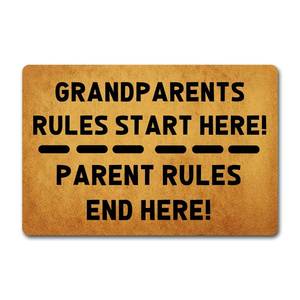 lot 18269 image: Funny Welcome Doormat For Front Door Decor Indoor Entrance Way Area Rugs Grandparent Rules Start Here Monogram Kitchen Rugs and Mats With Anti-Slip Rubber Back Novelty Gift Mat(23.7 X 15.9 in)