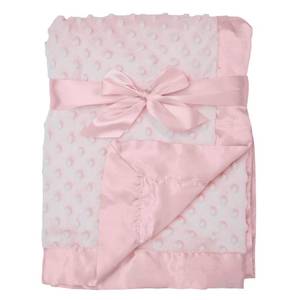 lot 18325 image: American Baby Company Heavenly Soft Chenille Receiving Blanket, 2-Layer Design with Minky Dot & Silky Satin, Pink, 30 x 40 for Boys and Girls
