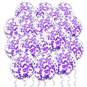 lot 18333 image: Purple Confetti Balloons, 25 Pcs Thickened 12 Inch Clear Latex Balloon with Confetti Inside for Graduation Engagement Bridal Shower Party Baby Shower Birthday Party Decorations Supplies
