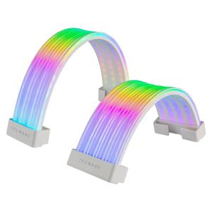 lot 18335 image: TECWARE Flex RGB, PSU Extension Cable Cover Kit, Light Up LED Strip Set for GPU and Motherboard PC Cables, 5V 3 Pin ARGB Sync, Compatible with 8-Pin, 16-Pin, 24-Pin, White