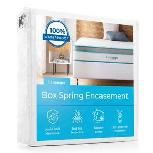lot 18355 image: LINENSPA Box Spring Encasement  King Size Box Spring Cover  Zippered and Waterproof Protector, Complete Protection  White