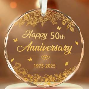 lot 18362 image: 50th Wedding Anniversary Ornament, 50th Anniversary Wedding Gift, 50 Years As Mr. & Mrs. Gift for 50 Years Couple Husband Wife Married Parents Grandparents Friends 2025 - Glass Ornament 3