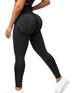 lot 18373 image: CFR Womens High Waist Leggings Workout Butt Lifting Leggings Booty Scrunch Butt Yoga Pants #0 Black M