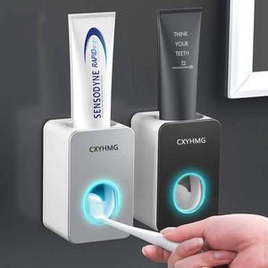 lot 18377 image: Toothpaste Dispenser, 2 PCS Automatic Toothpaste Squeezer Dispenser for Kids & Family Shower, is Wall Mount Bathroom Accessories with Super Sticky Suction Pad. (Black-Grey)