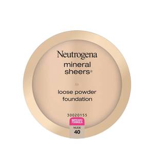 lot 18383 image: Neutrogena Mineral Sheers Lightweight Loose Powder Makeup Foundation with Vitamins A, C, & E, Sheer to Medium Buildable Coverage, Skin Tone Enhancer, Face Redness Reducer, Nude 40,.19 oz