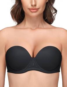 lot 18404 image: Wingslove Womens Strapless Full Figure Bra Underwire Multiway Contour Plus Size Bra Red Carpet(Night Black,42C)