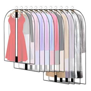 lot 18407 image: Pwsap 12 Pack Breathable Clothes Covers with Zip, Hanging Garment Covers Bags Dress Bag Covers Moth-Proof Mens Suit Storage Bag Dust Cover for Wardrobe Storage and Travel(Clear)