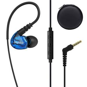 lot 18414 image: Stereo-to-Mono Single earbud with Mic and Control, Wired One Ear Earphone Headset w Over Ear Hook & Case for Cell Phones Laptop, In-ear Mono Headphone for Driving Sport Running Cycling, Right Ear Only